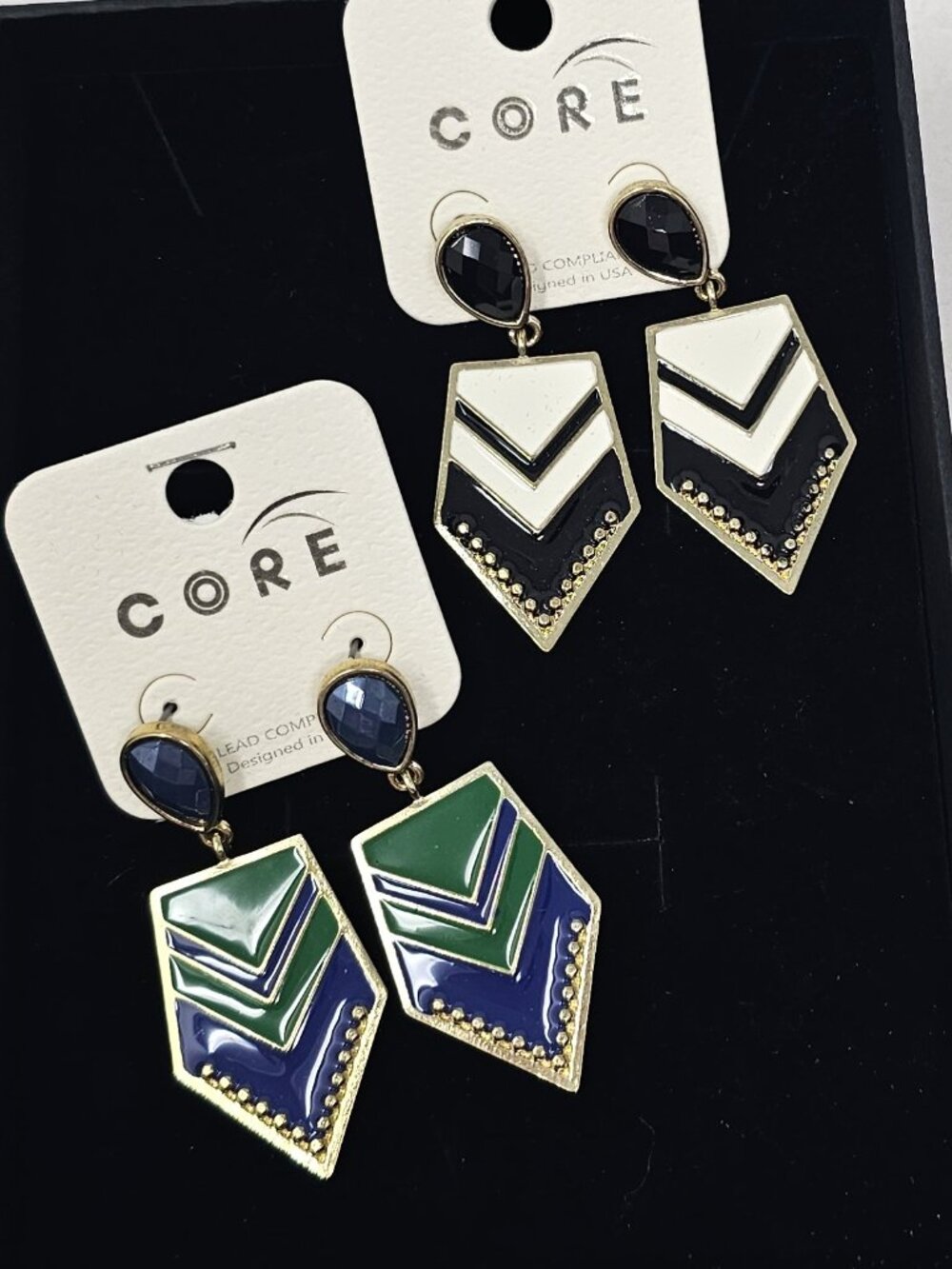 Set of 2 Chevron Earrings Arrow Tribal Style